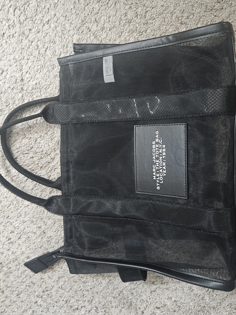 Marc Jacobs Black Mesh Tote with Logo Patch